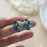 925 Silver Needle French Literary Style Enamel Geometric Stud Earrings - Image 6