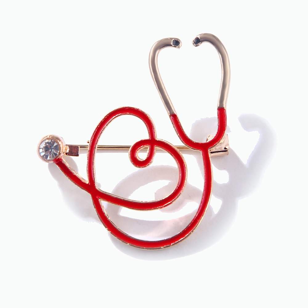 1c42d2f11531b9ef1c0d5af8a53e359 Stethoscope Round Heart Hijab/Saree Brooch - Image 1