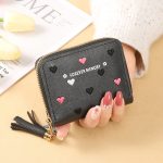 Lovely Heart Embroidered PU Leather Women's Zipper Coin Short Wallet - Image 4