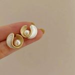 S925 Silver Needle French Retro Pearl Earrings