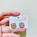 Gold Color Square Stud Earrings - Luxury Elegant Crystal Rhinestone Wedding Earrings for Women - Image 3