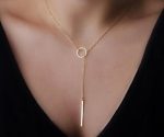 Trending Circle Lariat Bar Pendant Necklace for Women