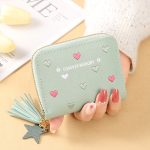 Lovely Heart Embroidered PU Leather Women's Zipper Coin Short Wallet - Image 6