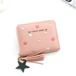 Lovely Heart Embroidered PU Leather Women's Zipper Coin Short Wallet - Image 7