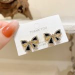 Black Bowknot Stud Earrings - Summer Diamond Fashion Earrings for Women - Image 2