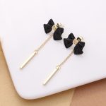 Long Tassel Black Bow Earrings – Minimalist Party Jewelry for Women - Image 3