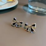 Black Bowknot Stud Earrings - Summer Diamond Fashion Earrings for Women