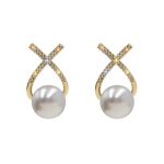 New Fashion 925 Silver Needle Cross Pearl Earrings - Image 2