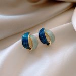 925 Silver Needle French Literary Style Enamel Geometric Stud Earrings - Image 5