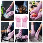1 Pair- Household Non-Slip Magic Reusable Silicone Dish-washing Gloves - Image 2