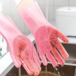 1 Pair- Household Non-Slip Magic Reusable Silicone Dish-washing Gloves - Image 9