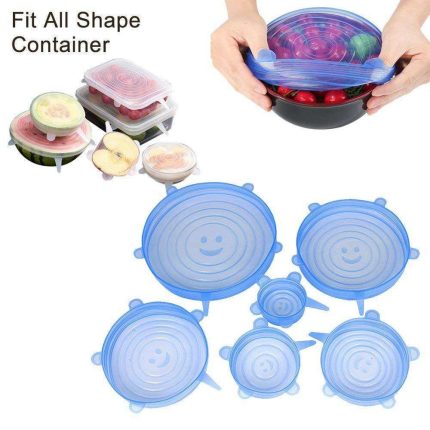 6 Pcs Set- Silicone Stretch Lids – Universal Food Wrap Cover for Every Kitchen