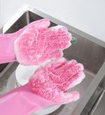 1 Pair- Household Non-Slip Magic Reusable Silicone Dish-washing Gloves - Image 12