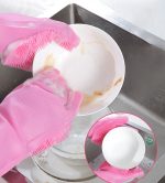 1 Pair- Household Non-Slip Magic Reusable Silicone Dish-washing Gloves - Image 13