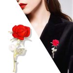 New Golden Stone Red Rose Hijab/Saree Brooch - Image 2