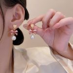 Luxury Personalized Simple Jewelry - Ladies 925 Sterling Silver Pearl Bow Heart Earring - Image 5