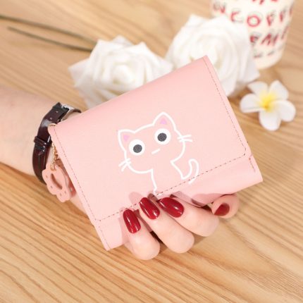 Cute Cat Printing Three-Folded Women's Wallet Bag
