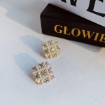 Gold Color Square Stud Earrings - Luxury Elegant Crystal Rhinestone Wedding Earrings for Women - Image 5