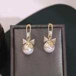 Fashion pearl earrings female women rosette Zircon earring
