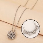 Magnetic Folding Heart Shaped Zircon Four Leaf Clover Pendant Necklace - Image 5