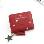 Lovely Heart Embroidered PU Leather Women's Zipper Coin Short Wallet - Image 9
