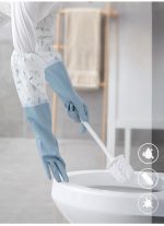 1 Pair- Household Non-Slip Long Reusable Silicone Kitchen & Housekeeping Gloves - Image 6