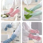 1 Pair- Household Non-Slip Long Reusable Silicone Kitchen & Housekeeping Gloves