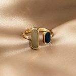 New Trendy Simple Enamel Geometric Stud Design Finger Ring - Image 3