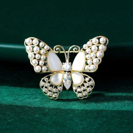 New Trendy Pearl Rhinestone Butterfly Hijab/Saree Brooch