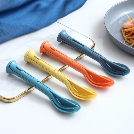 2 pcs set- 3in1 Wheat Straw Tableware Set/3in1 Portable Knife Fork Spoon