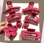 8 pcs set- New Design Fashion Solid Colors Elegant Geometric Flower Hair Claw Clips - Image 2