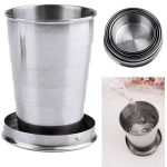 2 pcs- 150 ML Stainless Steel Folding Cup & Camping Cookware Retractable Water Bottle - Image 9