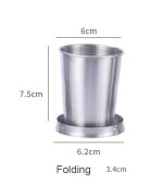 2 pcs- 150 ML Stainless Steel Folding Cup & Camping Cookware Retractable Water Bottle - Image 2