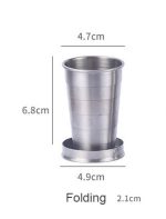 2 pcs- 75ML Stainless Steel Folding Cup & Camping Cookware Retractable Water Bottle - Image 2