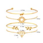 4 Pcs Set Hollow Diamond Bangles & Bracelet - Image 2