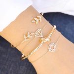 4 Pcs Set Hollow Diamond Bangles & Bracelet