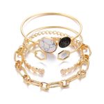4 Pcs Set Trendy Jewelry Retro Acrylic Studded Exaggerated Women's Fashion Combination Bracelet - Image 2