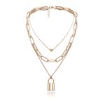 Multi Layer Lover Lock Pendant Choker Necklace - Image 7
