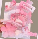 8 pcs set- New Design Fashion Solid Colors Elegant Geometric Flower Hair Claw Clips - Image 4