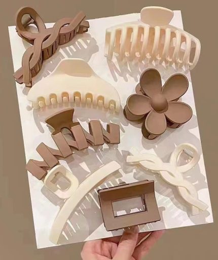 8 pcs set- New Design Fashion Solid Colors Elegant Geometric Flower Hair Claw Clips