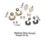 6 Pair- Korean Trendy Alloy, Resin, Acrylic, Stainless Steel combination Earrings Set - Image 2