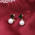 New Trendy Black/Green Pearl Stud and Acrylic Earring - Image 2