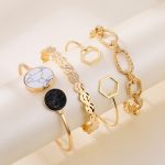 4 Pcs Set Trendy Jewelry Retro Acrylic Studded Exaggerated Women's Fashion Combination Bracelet - Image 4