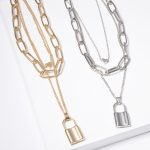 Multi Layer Lover Lock Pendant Choker Necklace - Image 2