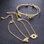 4 Pcs Set Hollow Diamond Bangles & Bracelet - Image 3