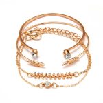 4 Pcs Set Trendy Jewelry Retro Diamond-Studded Exaggerated Women's Fashion Combination Bracelet - Image 4
