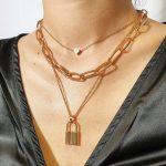 Multi Layer Lover Lock Pendant Choker Necklace - Image 4