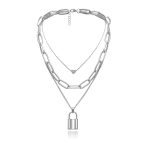 Multi Layer Lover Lock Pendant Choker Necklace - Image 8