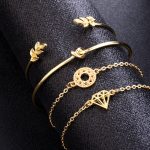 4 Pcs Set Hollow Diamond Bangles & Bracelet - Image 4