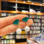New Trendy Black/Green Pearl Stud and Acrylic Earring - Image 6